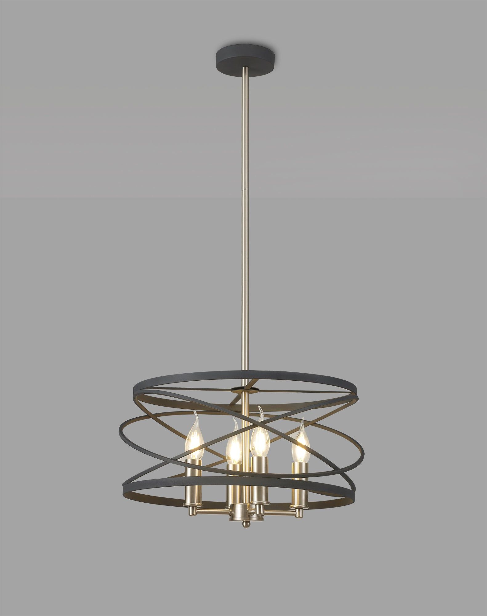 Harrison 4Lt Pendant - Graphite & Satin Nickel