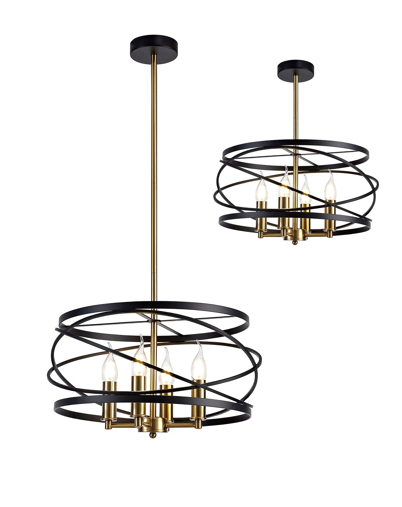 Harrison 4Lt Pendant - Black & Satin Gold