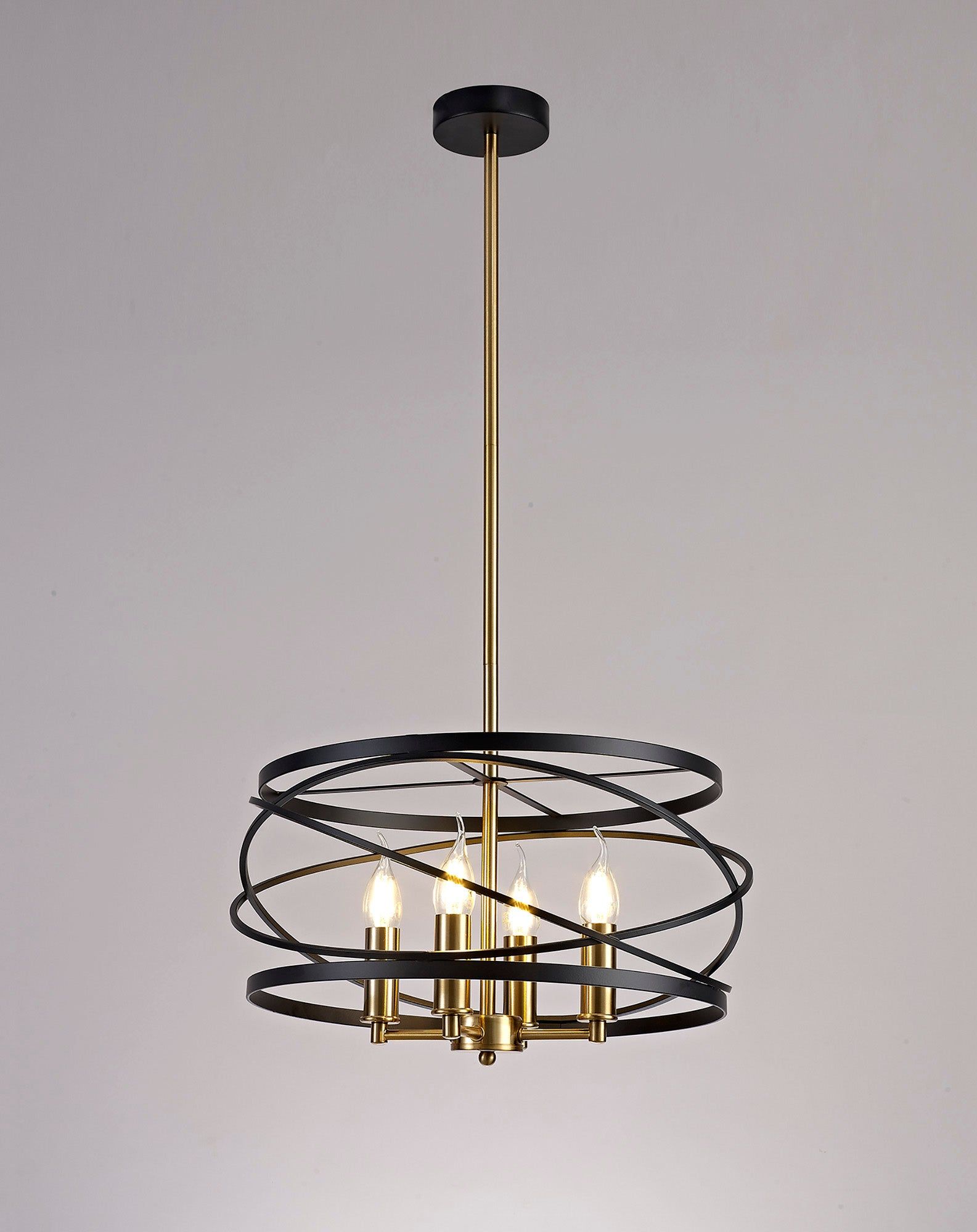 Harrison 4Lt Pendant - Black & Satin Gold