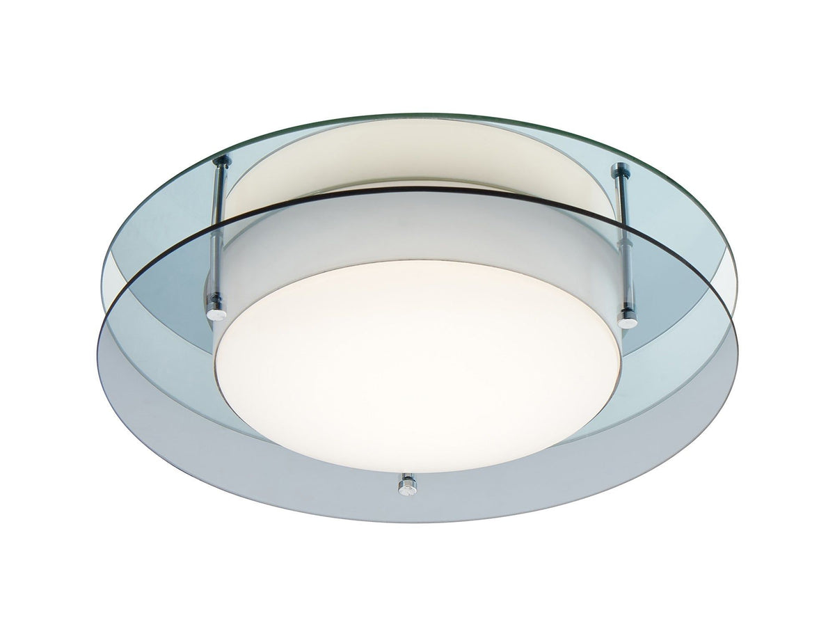 Hilltop Led Flush Ceiling Lights, 1 x 18W LED, 3000K, 1620lm, IP44, 3yrs Warranty - Smoked & Mirror IP20