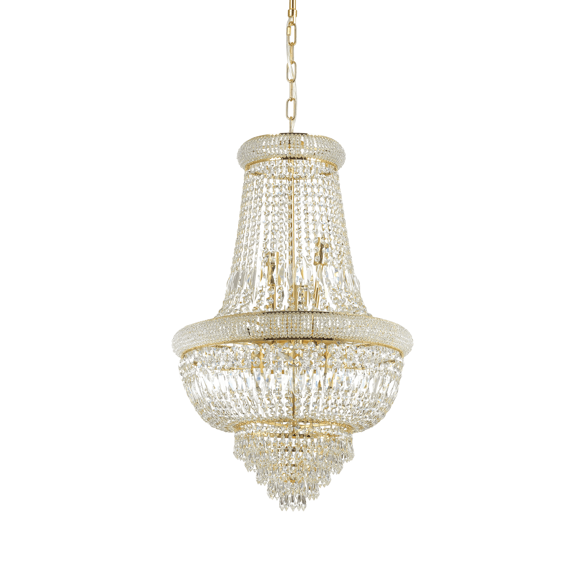 Ideal Lux Dubai 10Lt Crystal Ceiling Light - Brass Finish IP20