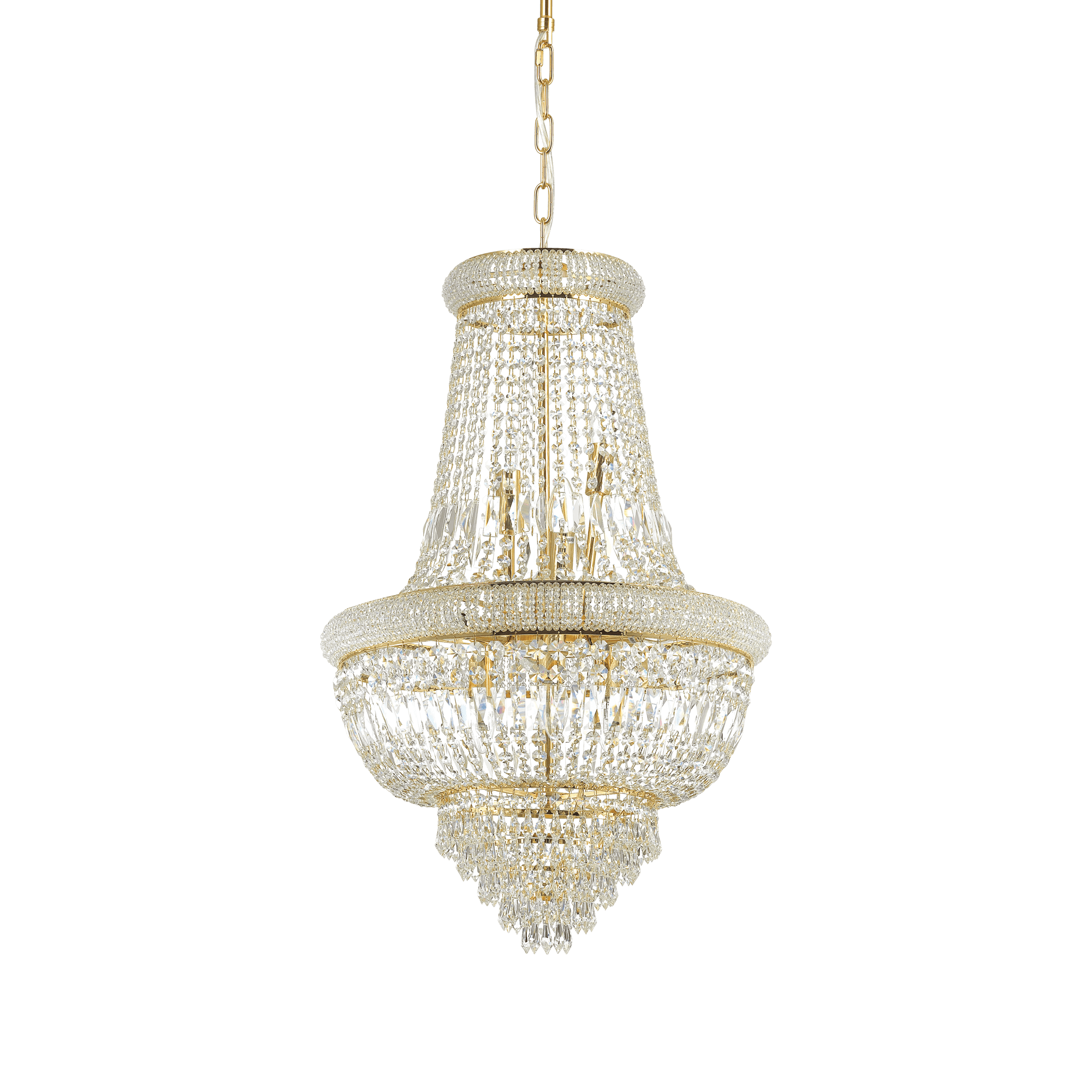 Ideal Lux Dubai 10Lt Crystal Ceiling Light - Brass Finish IP20
