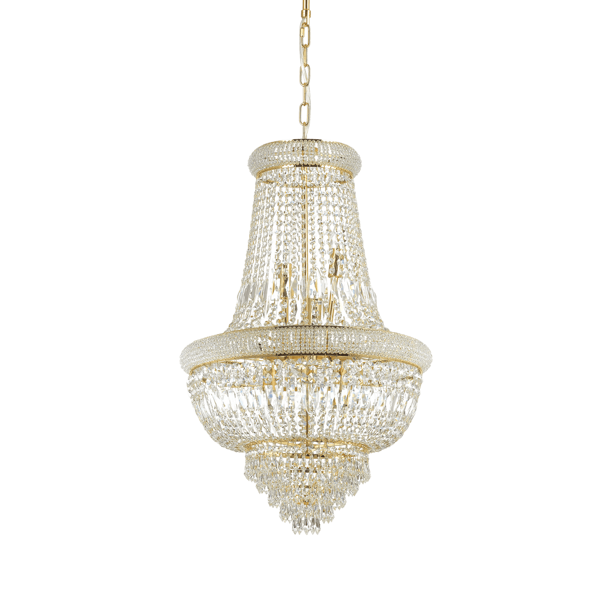 Ideal Lux Dubai 10Lt Crystal Ceiling Light - Brass Finish IP20