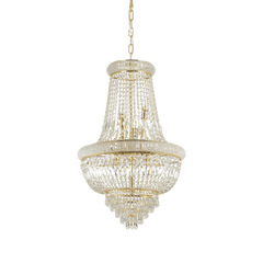 Ideal Lux Dubai 10Lt Crystal Ceiling Light - Brass Finish IP20