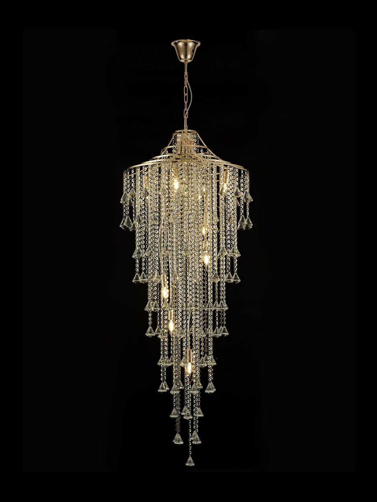 Inina Tall Pendant 9 Light E14 French Gold/Crystal Item Weight: 16.5kg