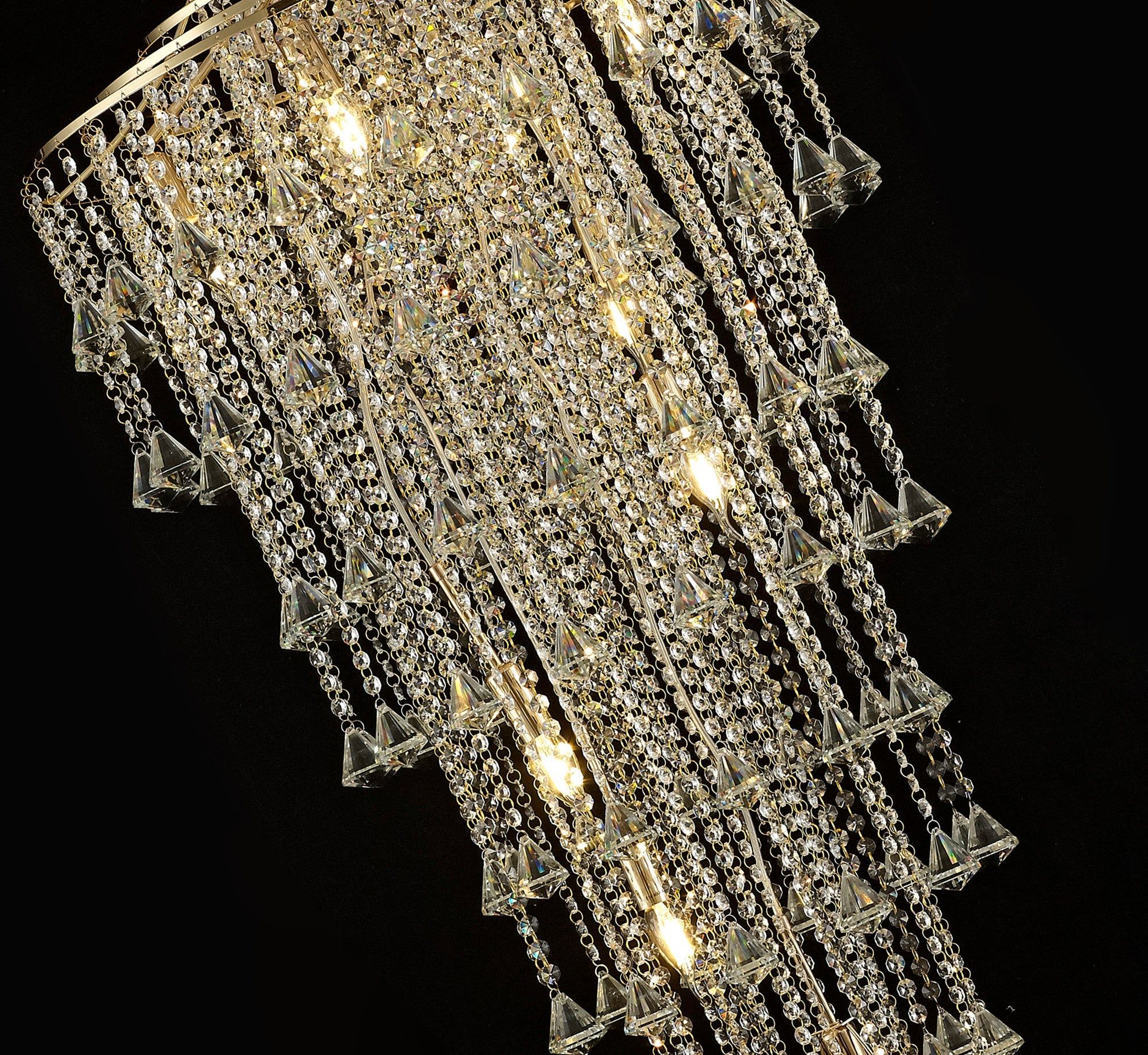 Inina Tall Pendant 9 Light E14 French Gold/Crystal Item Weight: 16.5kg