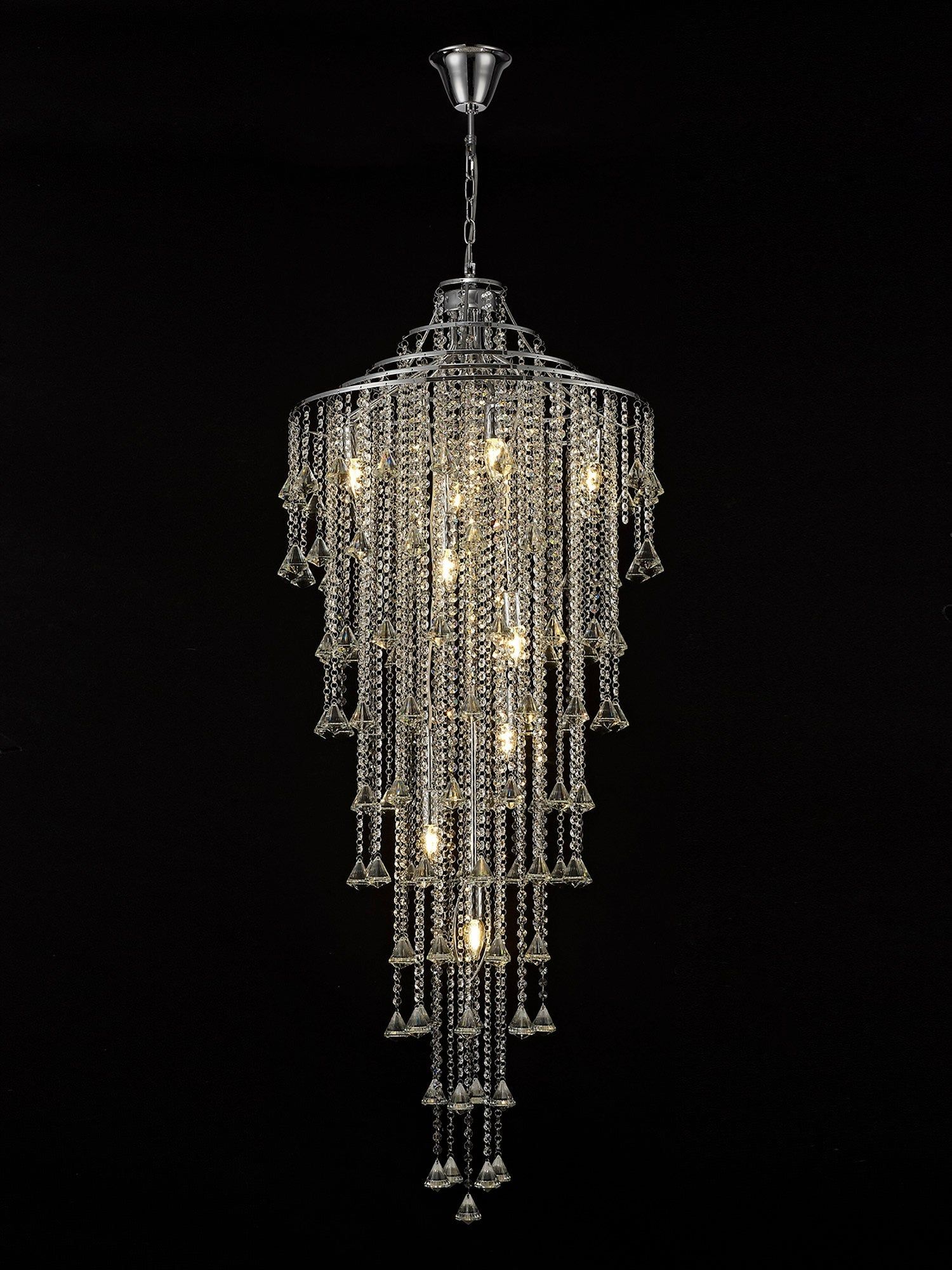 Inina Tall Pendant 9 Light E14 Polished Chrome/Crystal Item Weight: 17kg