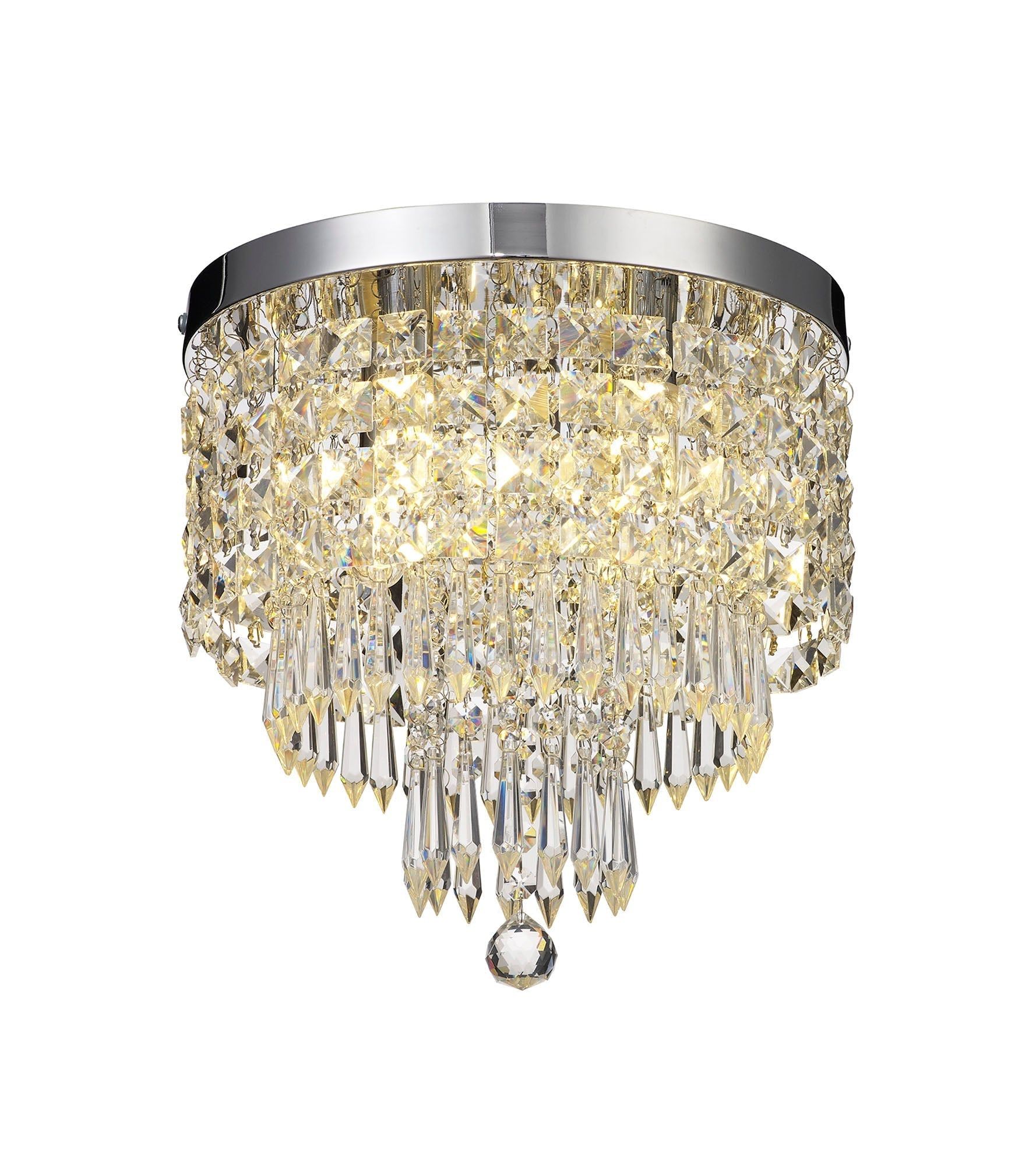 Nrok Ceiling Light, 4 x G9, IP44, Polished Chrome/Crystal