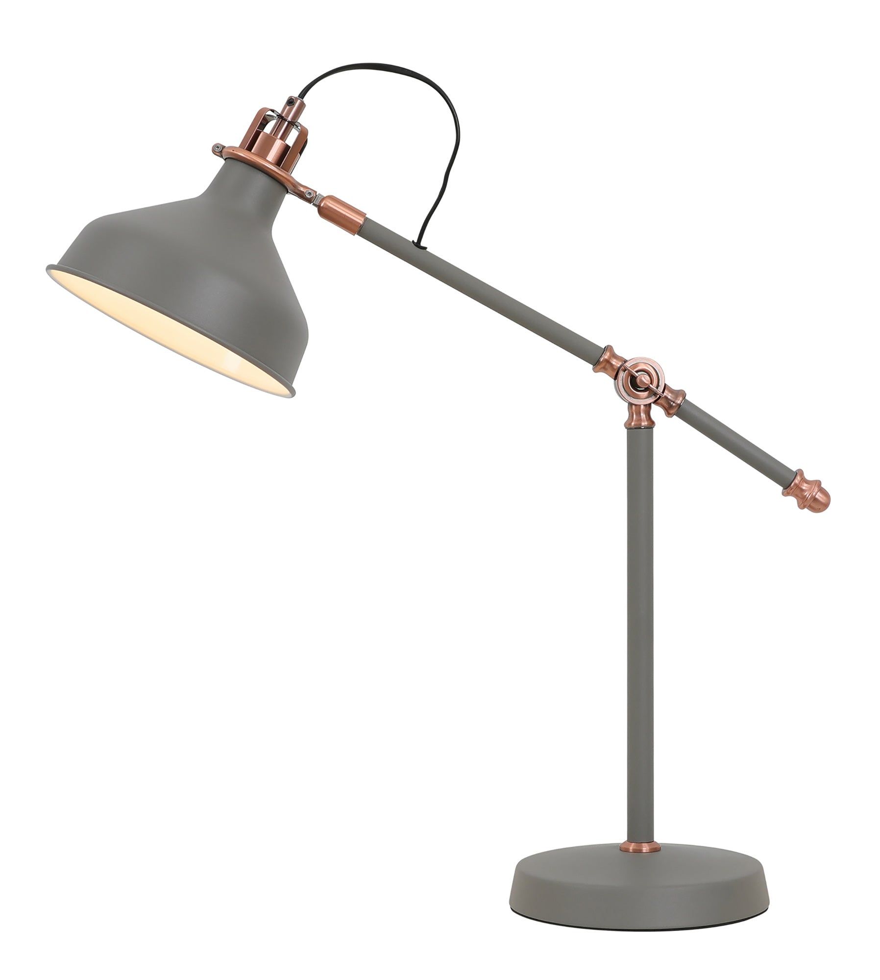 Jetson Adjustable Table Lamp, 1 x E27, Sand Grey/Copper/White