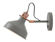 Jetson Adjustable Wall Lamp Switched, 1 x E27, Sand Grey/Copper/White