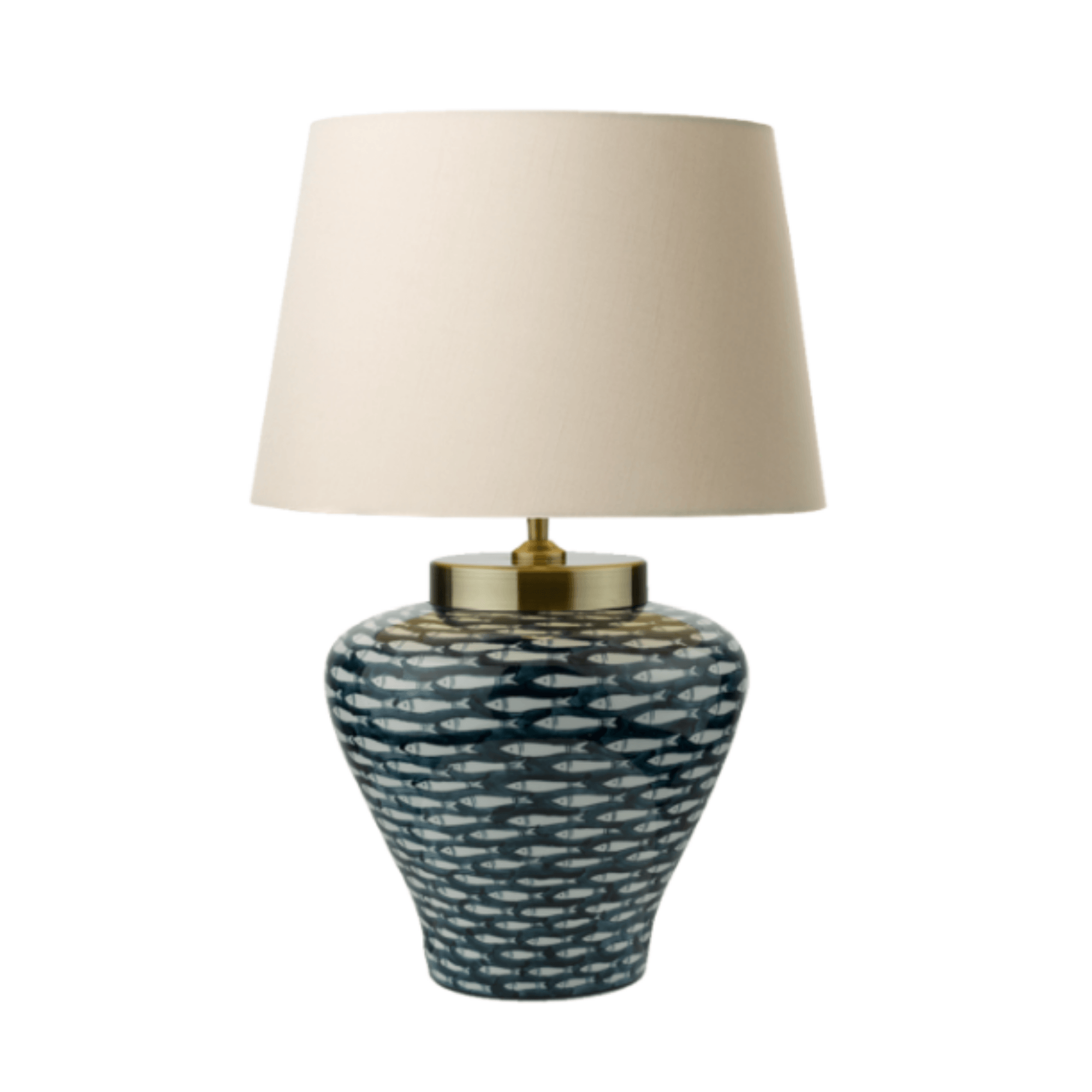 Joy Porcelain Table Lamp Blue White Fish Motif Base Only - Cusack Lighting