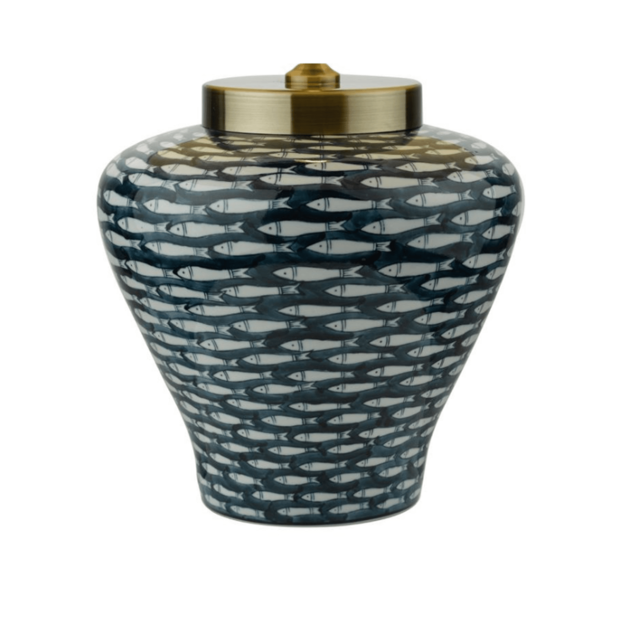 Joy Porcelain Table Lamp Blue White Fish Motif Base Only - Cusack Lighting