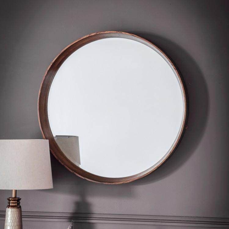 Keaton Round Mirror Walnut W735 x D80 x H735mm