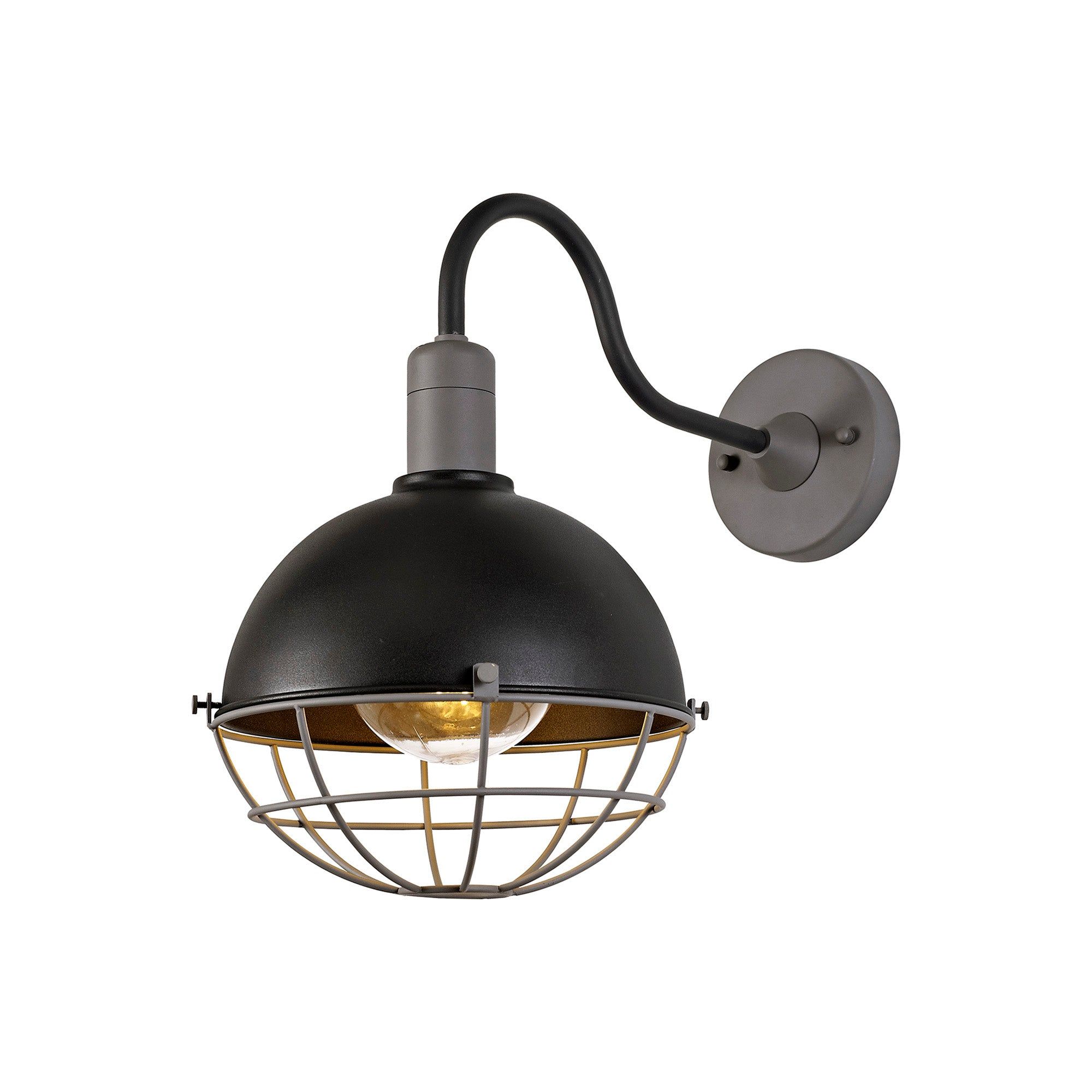 Kiacrenan Wall Lamp, 1 Light E27, IP65, Matt Black/Grey, 2yrs Warranty