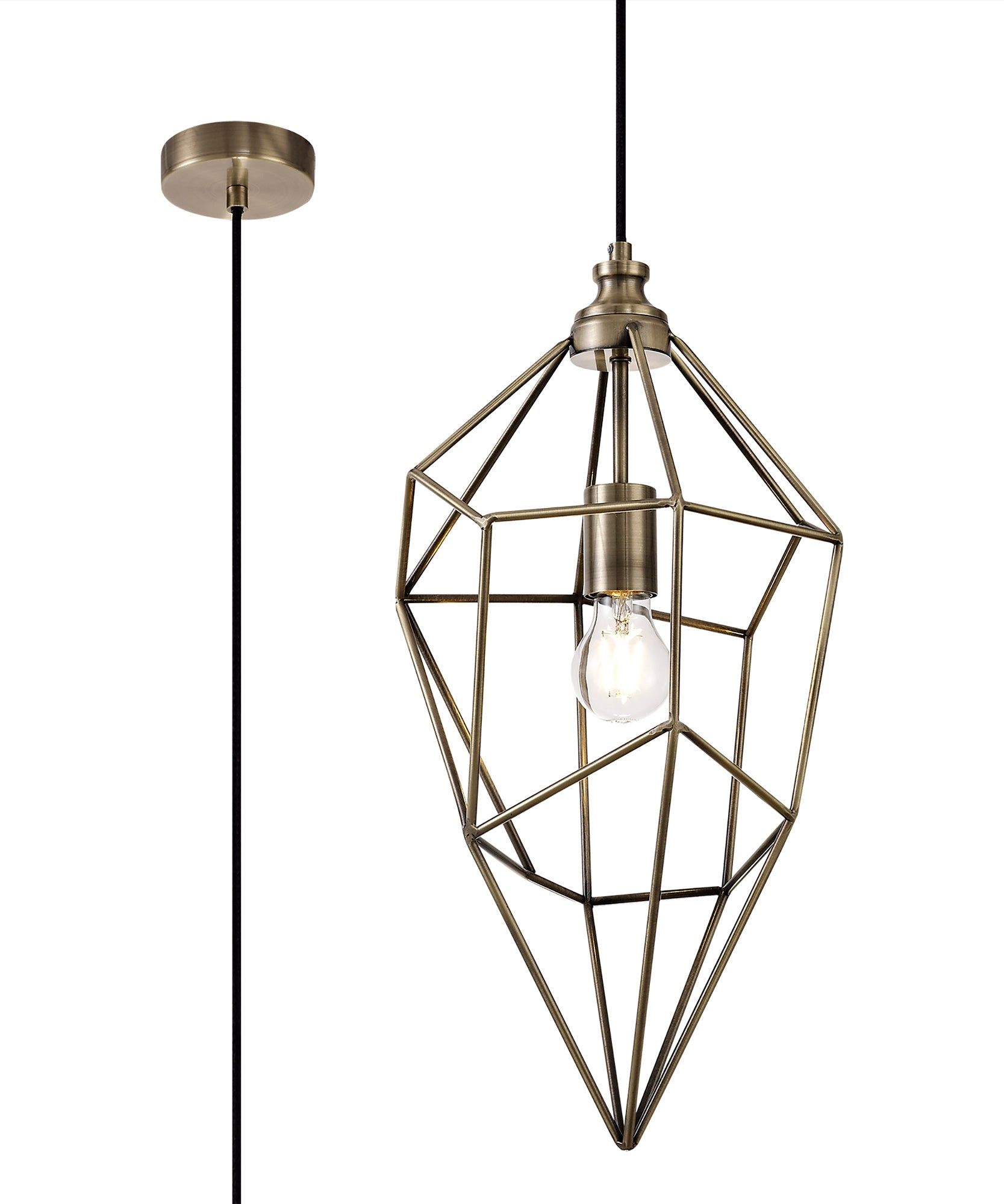 Kieker Large/Medium/small Pendant, 1 x E27, Antique Brass/Painted Gold & Sand Black/Black Nickel