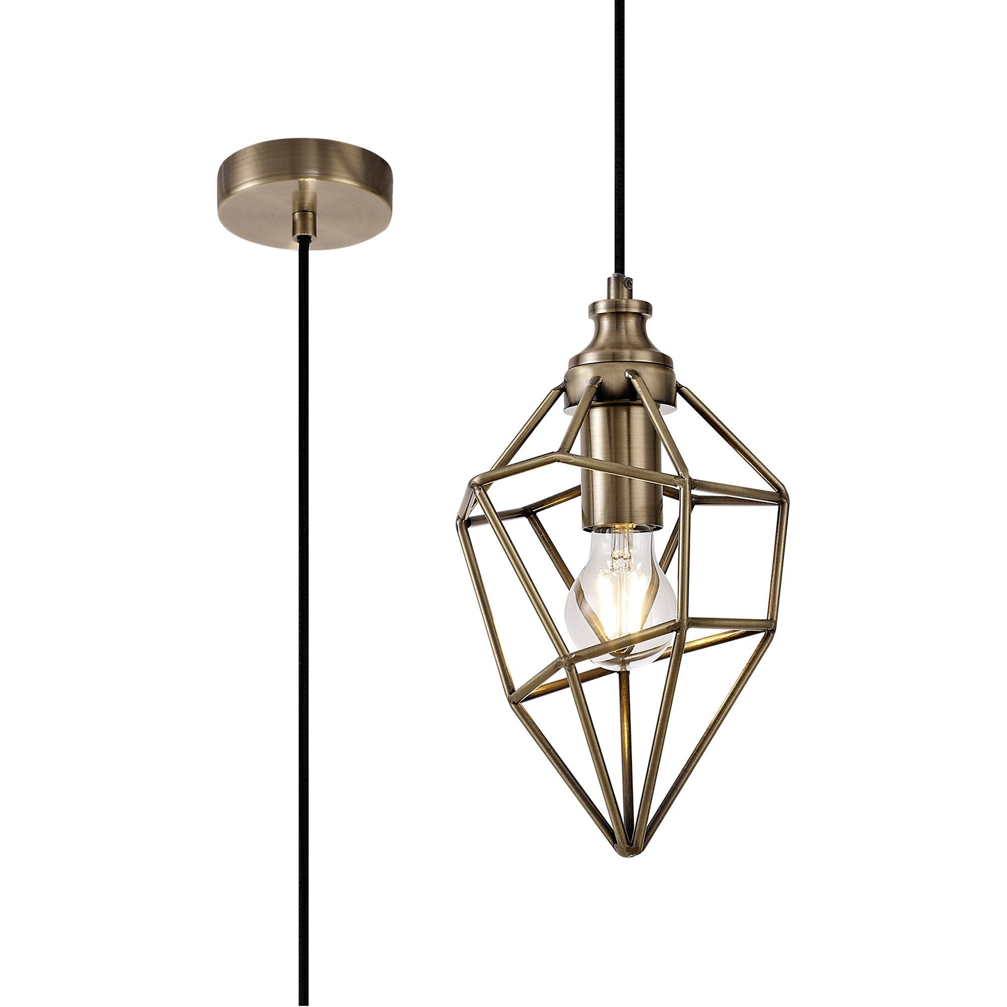 Kieker Large/Medium/small Pendant, 1 x E27, Antique Brass/Painted Gold & Sand Black/Black Nickel