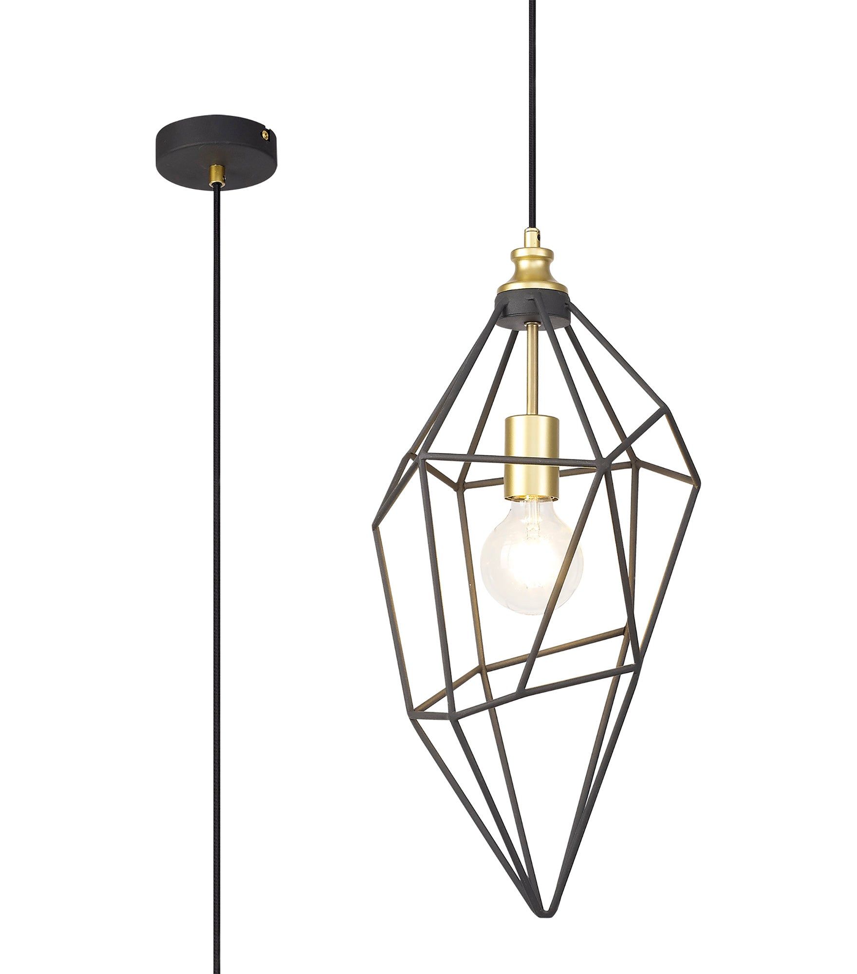 Kieker Large/Medium/small Pendant, 1 x E27, Antique Brass/Painted Gold & Sand Black/Black Nickel