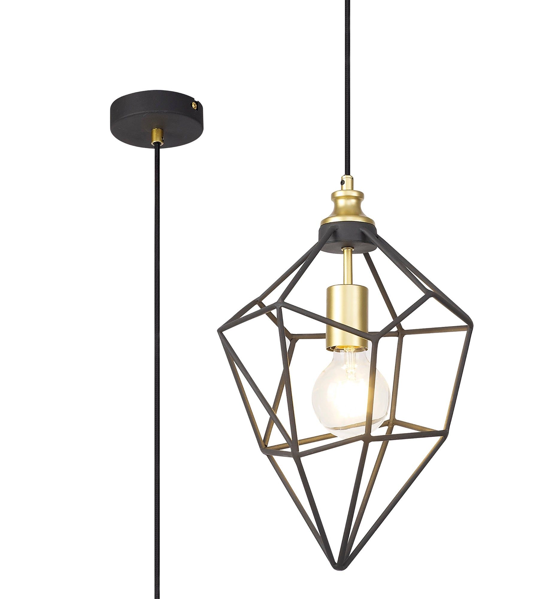 Kieker Large/Medium/small Pendant, 1 x E27, Antique Brass/Painted Gold & Sand Black/Black Nickel