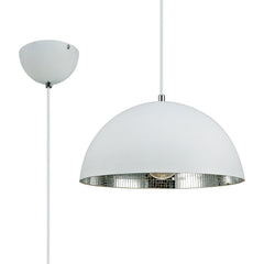 Krista Single Pendant 1 Light E27, Matt White/Mirror Mosaic Inner