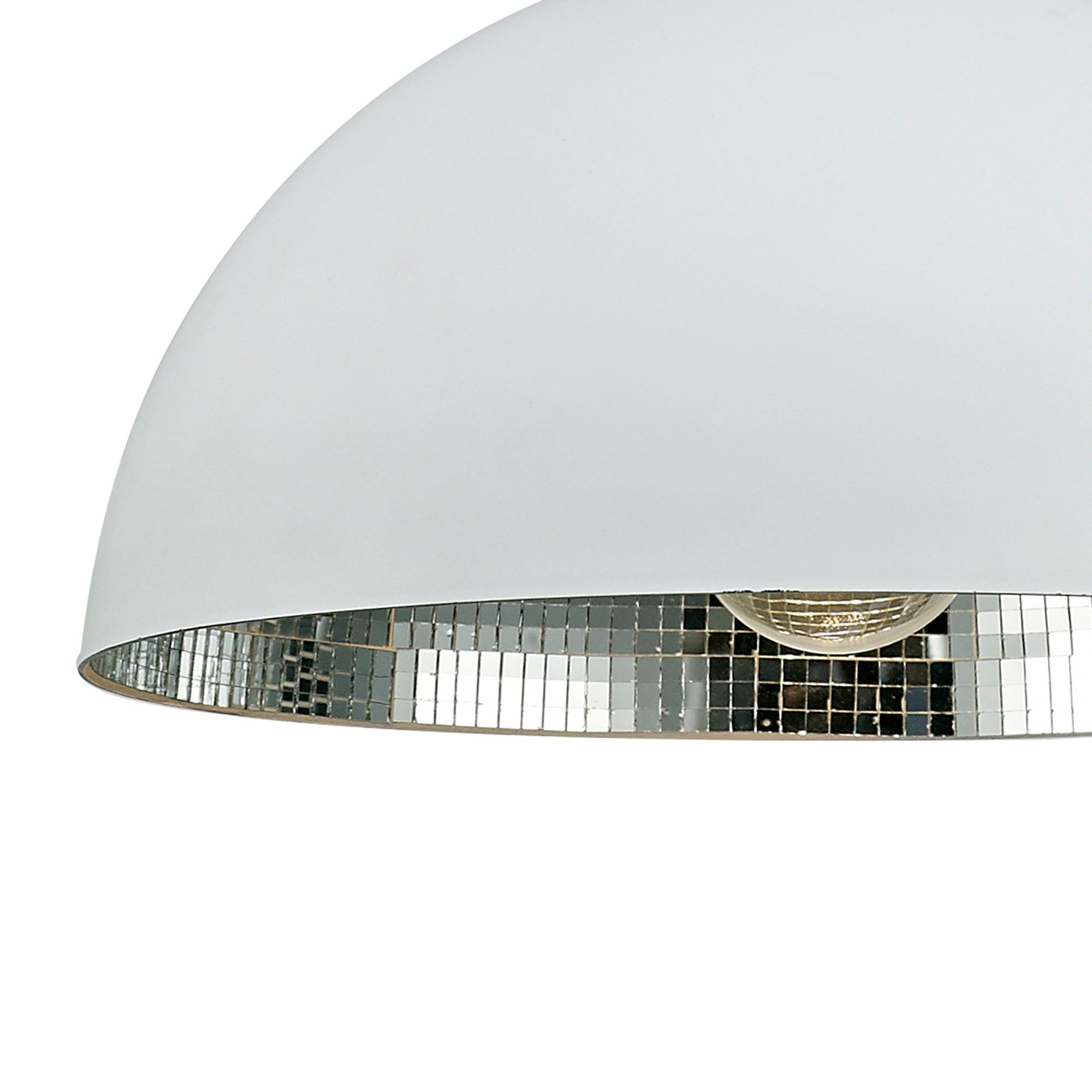 Krista Single Pendant 1 Light E27, Matt White/Mirror Mosaic Inner