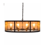 LARGE ROUND BLACK IRON INDUSTRIAL CHANDELIER - Cusack Lighting
