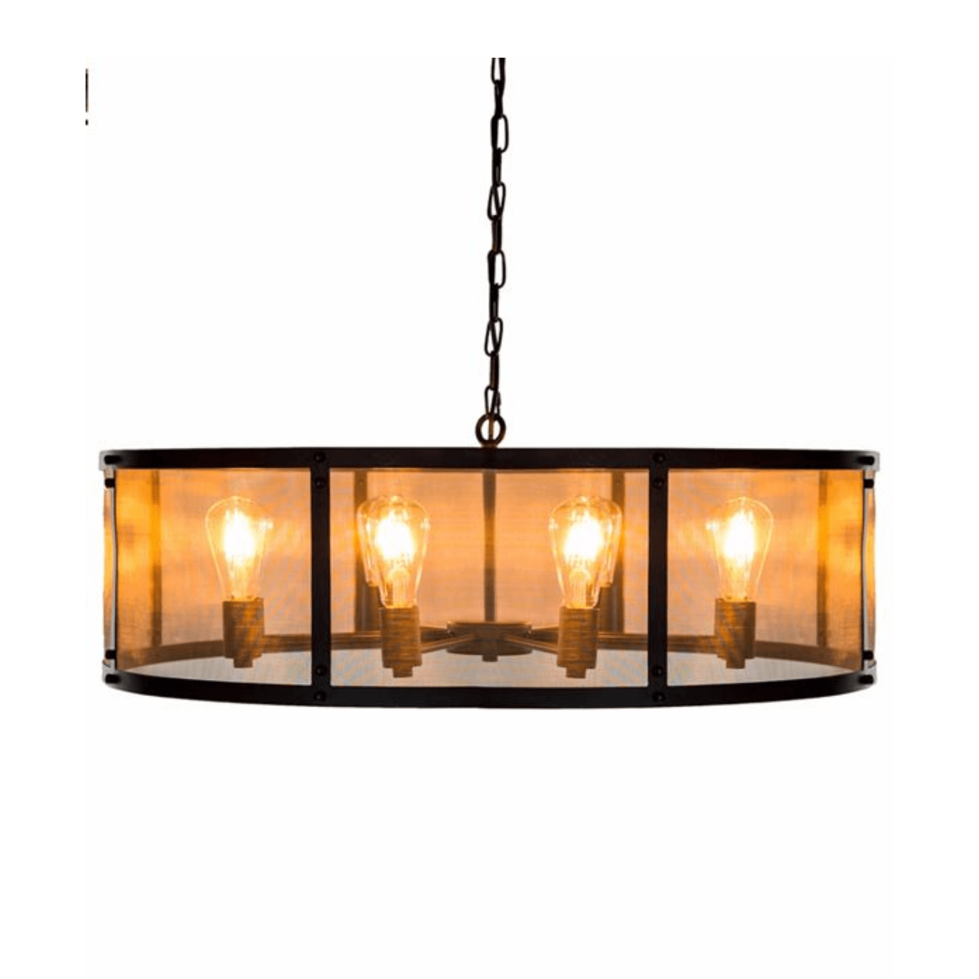 LARGE ROUND BLACK IRON INDUSTRIAL CHANDELIER - Cusack Lighting