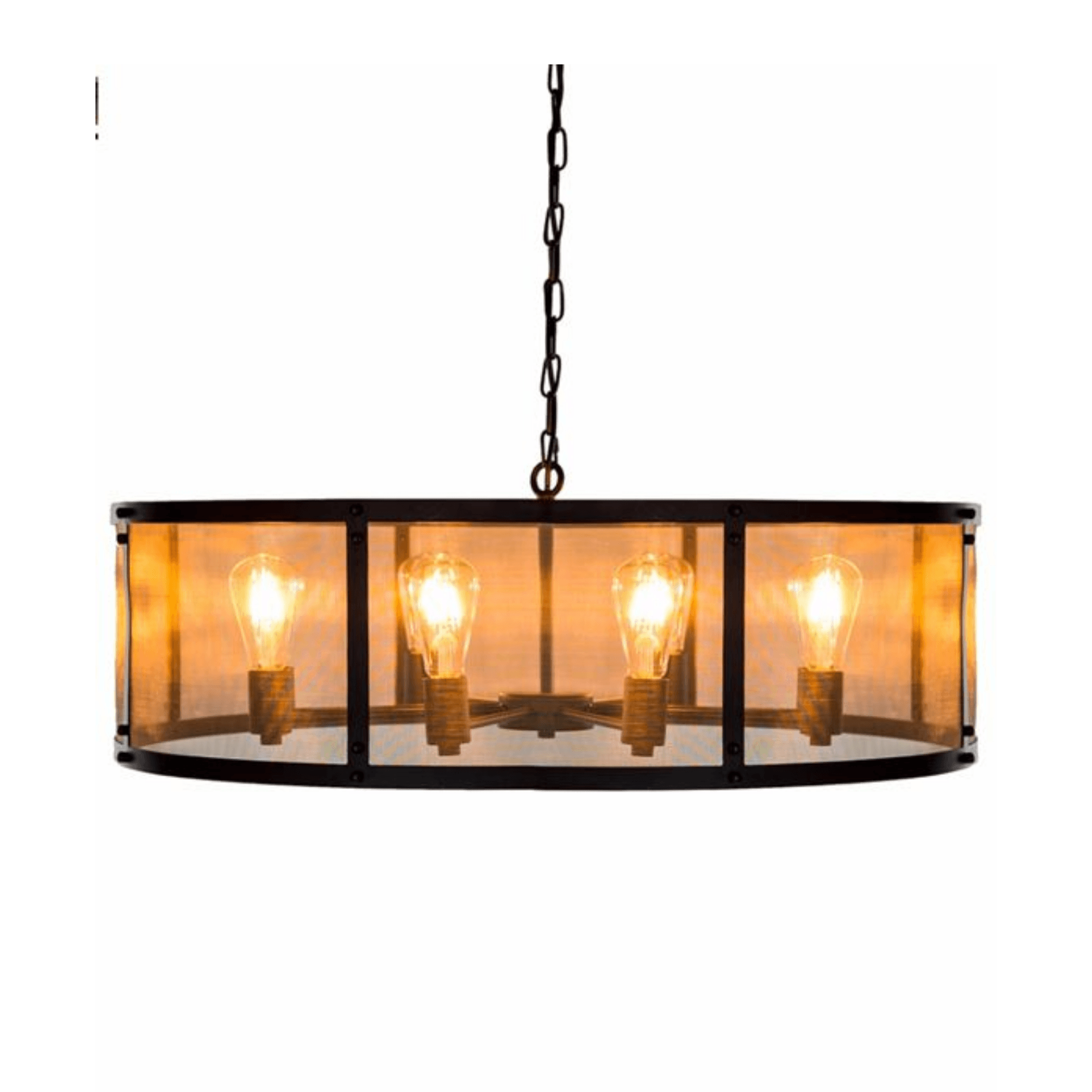 LARGE ROUND BLACK IRON INDUSTRIAL CHANDELIER - Cusack Lighting