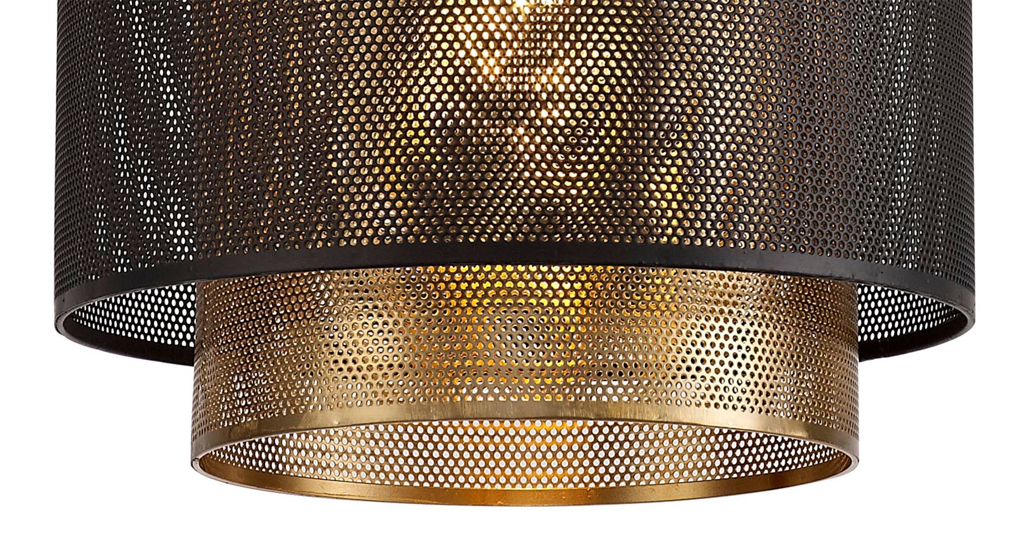 Tingr Single Small/Large Pendant, 1 Light Adjustable E27, Matt Black/Satin Gold