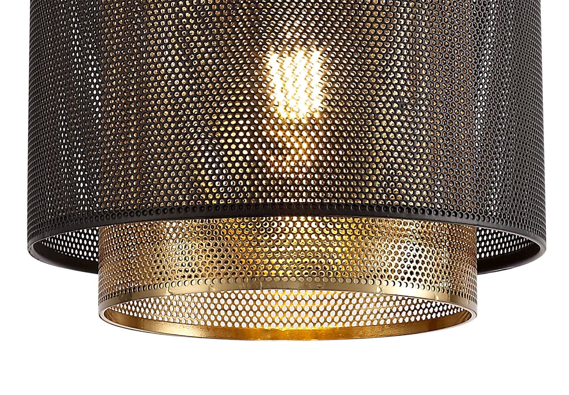 Tingr Single Small/Large Pendant, 1 Light Adjustable E27, Matt Black/Satin Gold