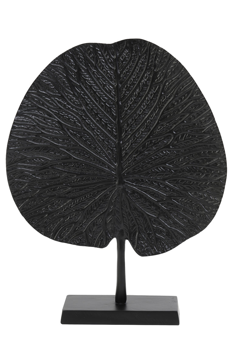 Leaf Ornament on Base - Black Finish