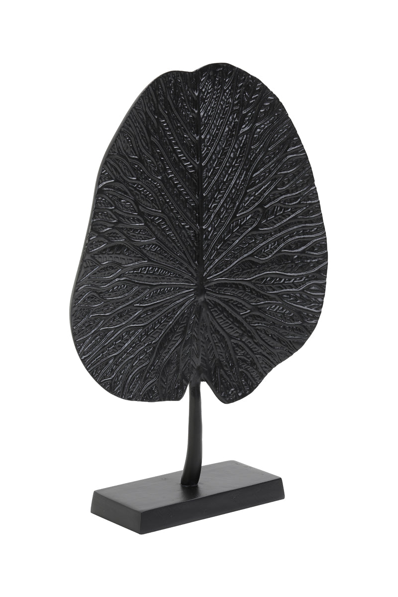 Leaf Ornament on Base - Black Finish