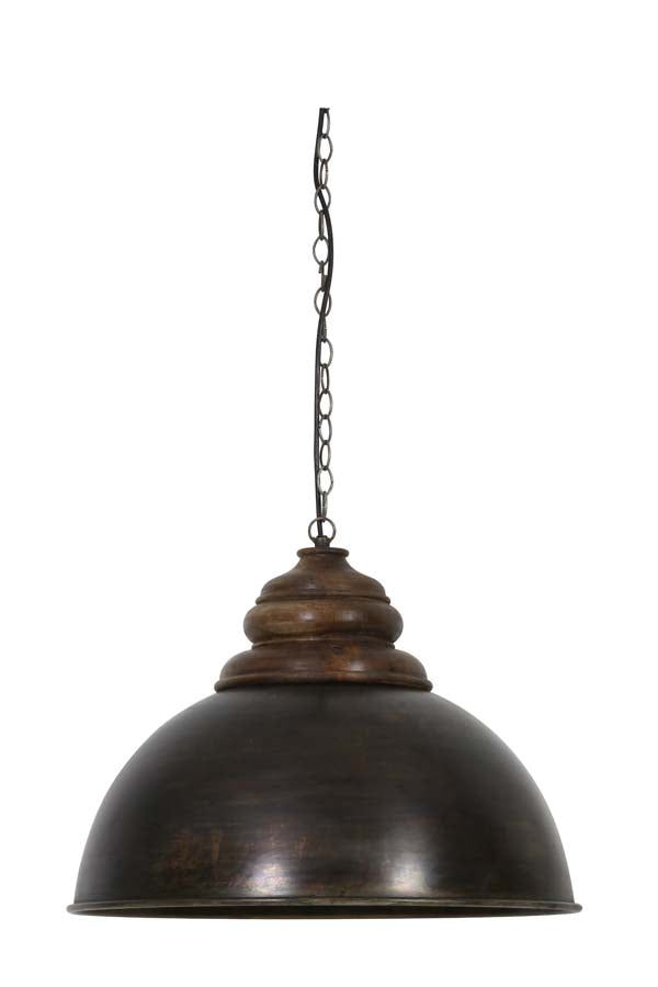 Leia Hanging Lamp - Black Zinc & Wood Brown Top Finish