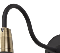 Lekshi Wall Lamp, 1 Light E27, IP65, Matt Black/Antique Brass, 2yrs Warranty