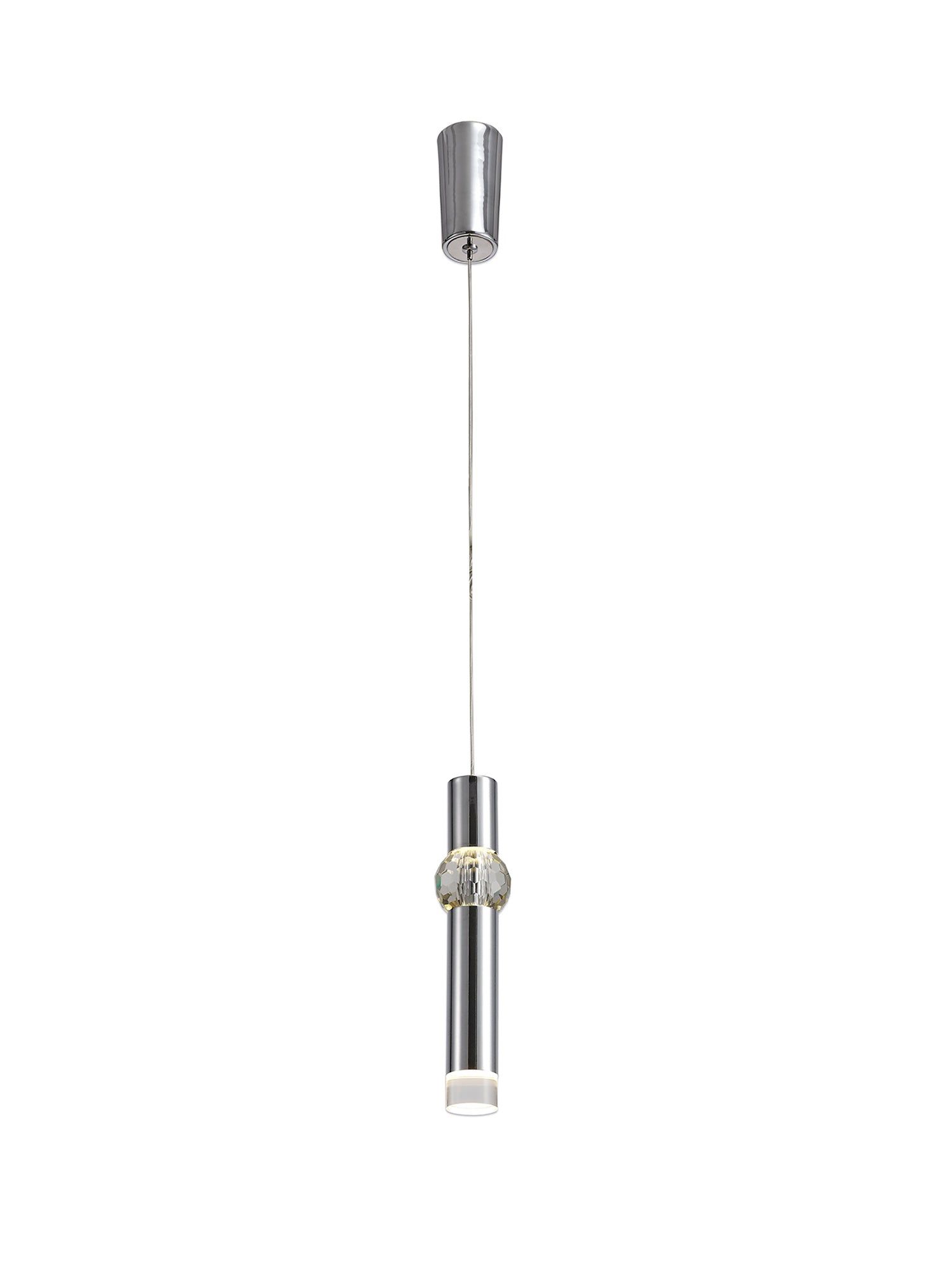 Shimsre 1 Light Pendant, 1 x 5W LED, 3000K, 118lm, Polished Chrome, 3yrs Warranty
