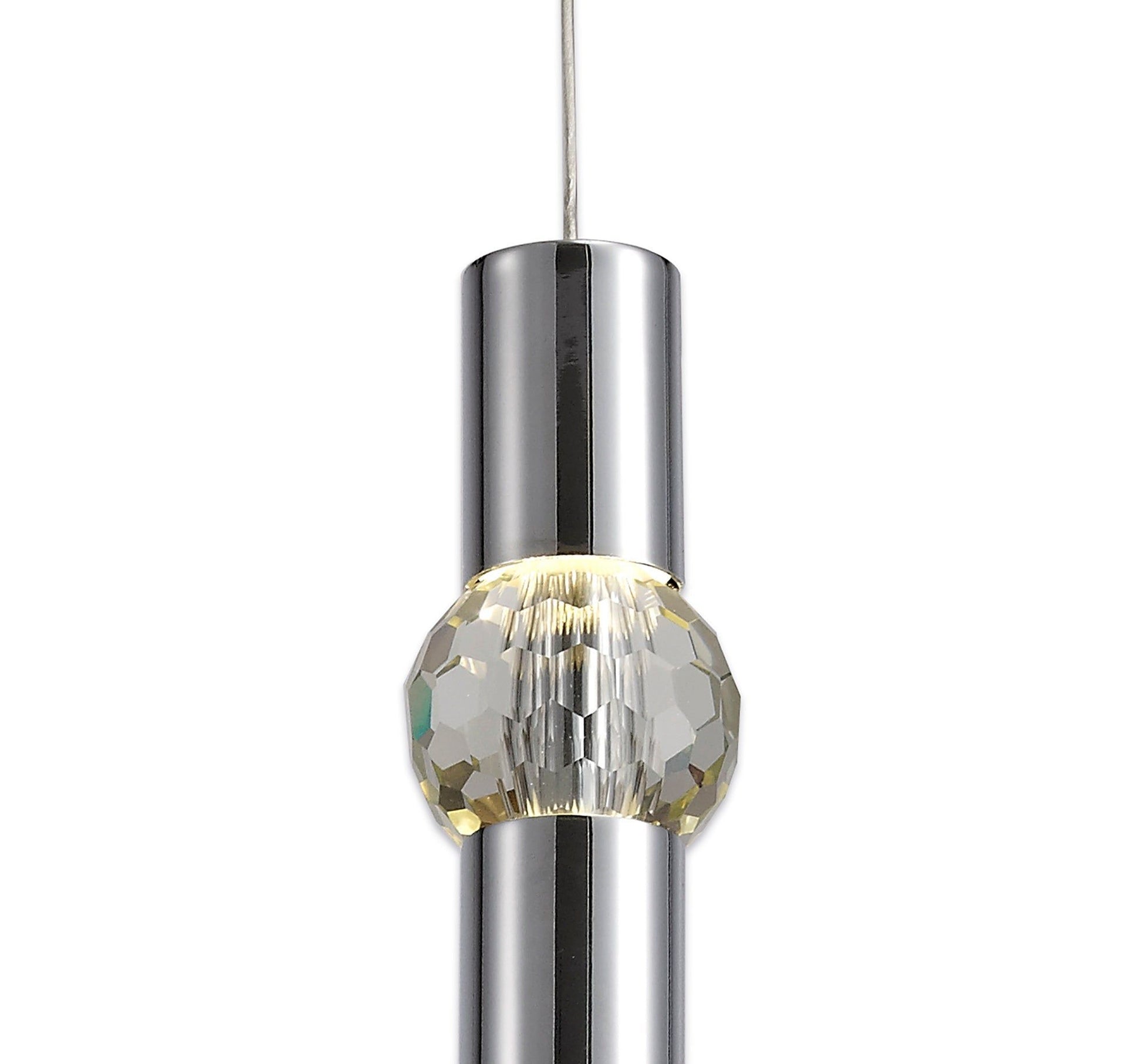 Shimsre 1 Light Pendant, 1 x 5W LED, 3000K, 118lm, Polished Chrome, 3yrs Warranty