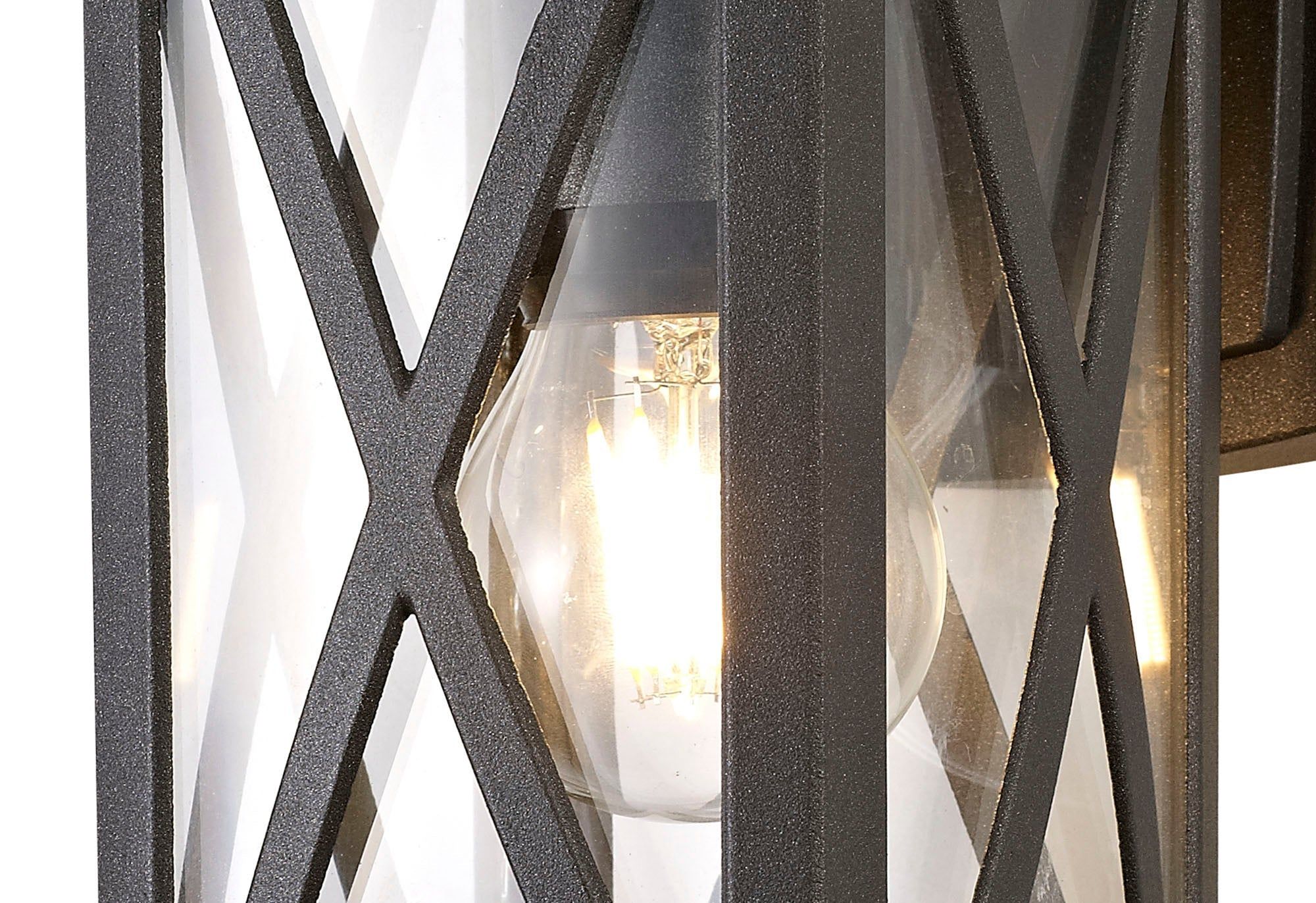 Loco Down Criss Cross Wall Lamp, 1 x E27, IP54, Anthracite/Clear Glass, 2yrs Warranty