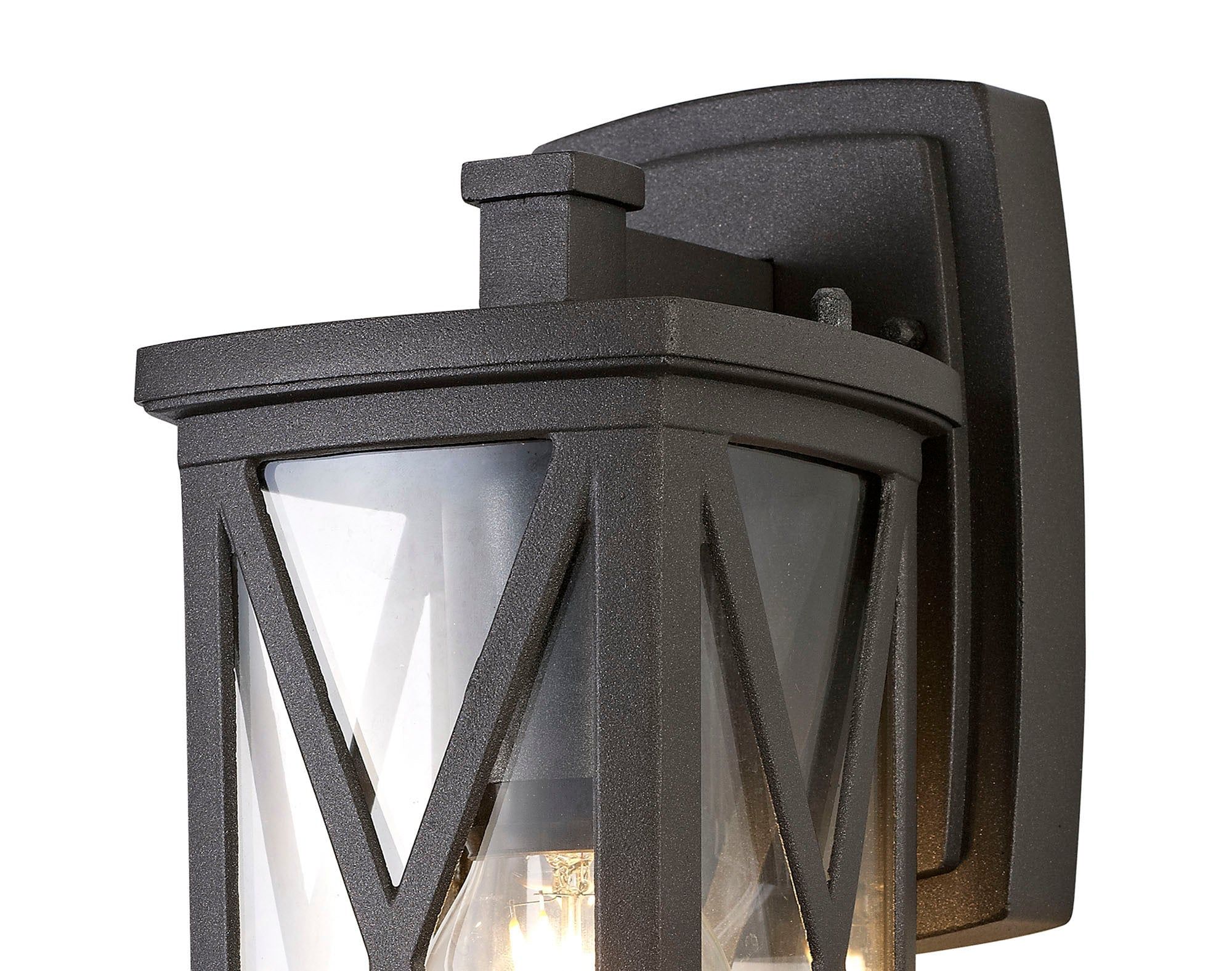 Loco Down Criss Cross Wall Lamp, 1 x E27, IP54, Anthracite/Clear Glass, 2yrs Warranty