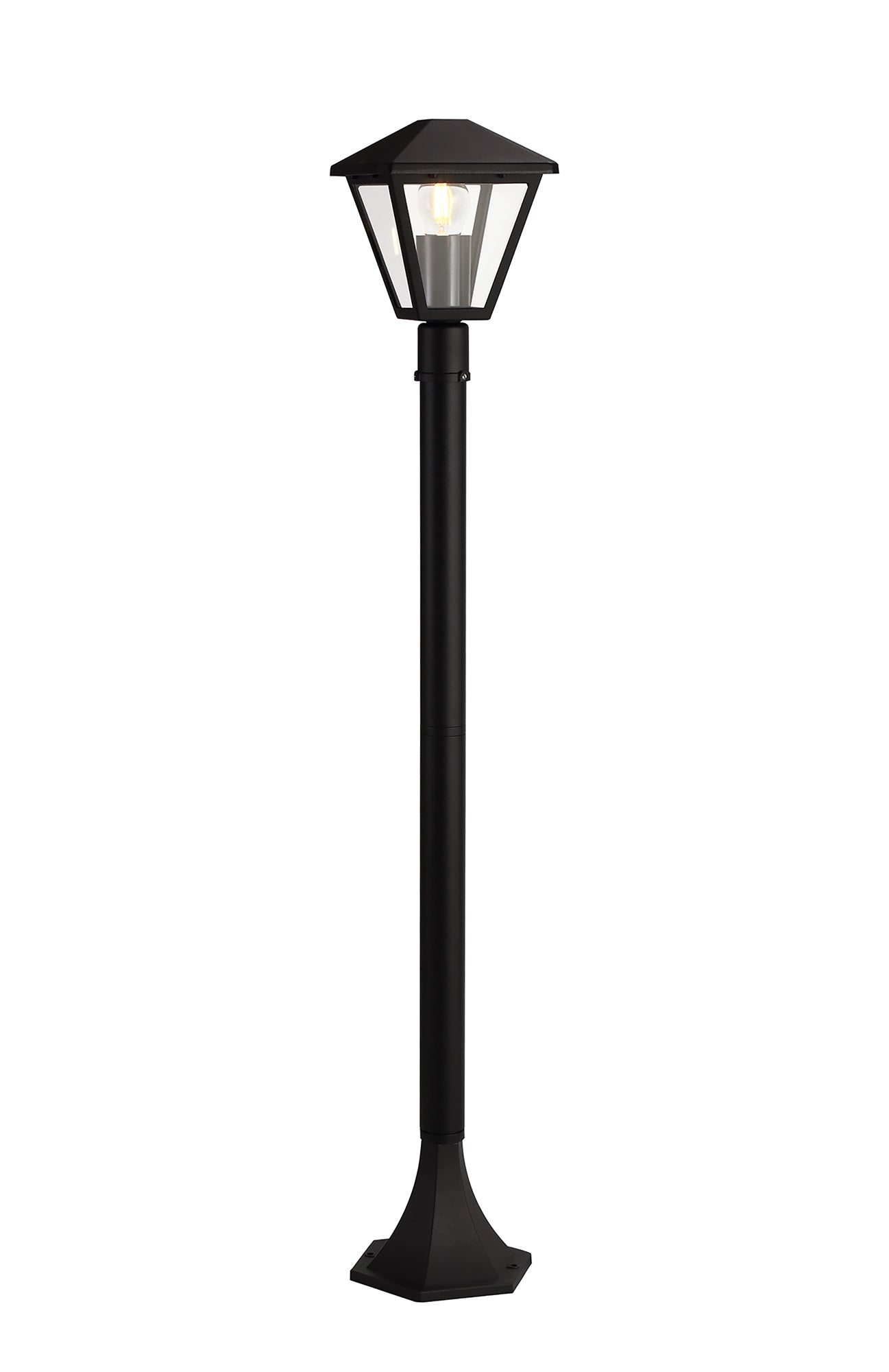 Luqi Tall Post, 1 x E27, IP44, Black/Clear Glass