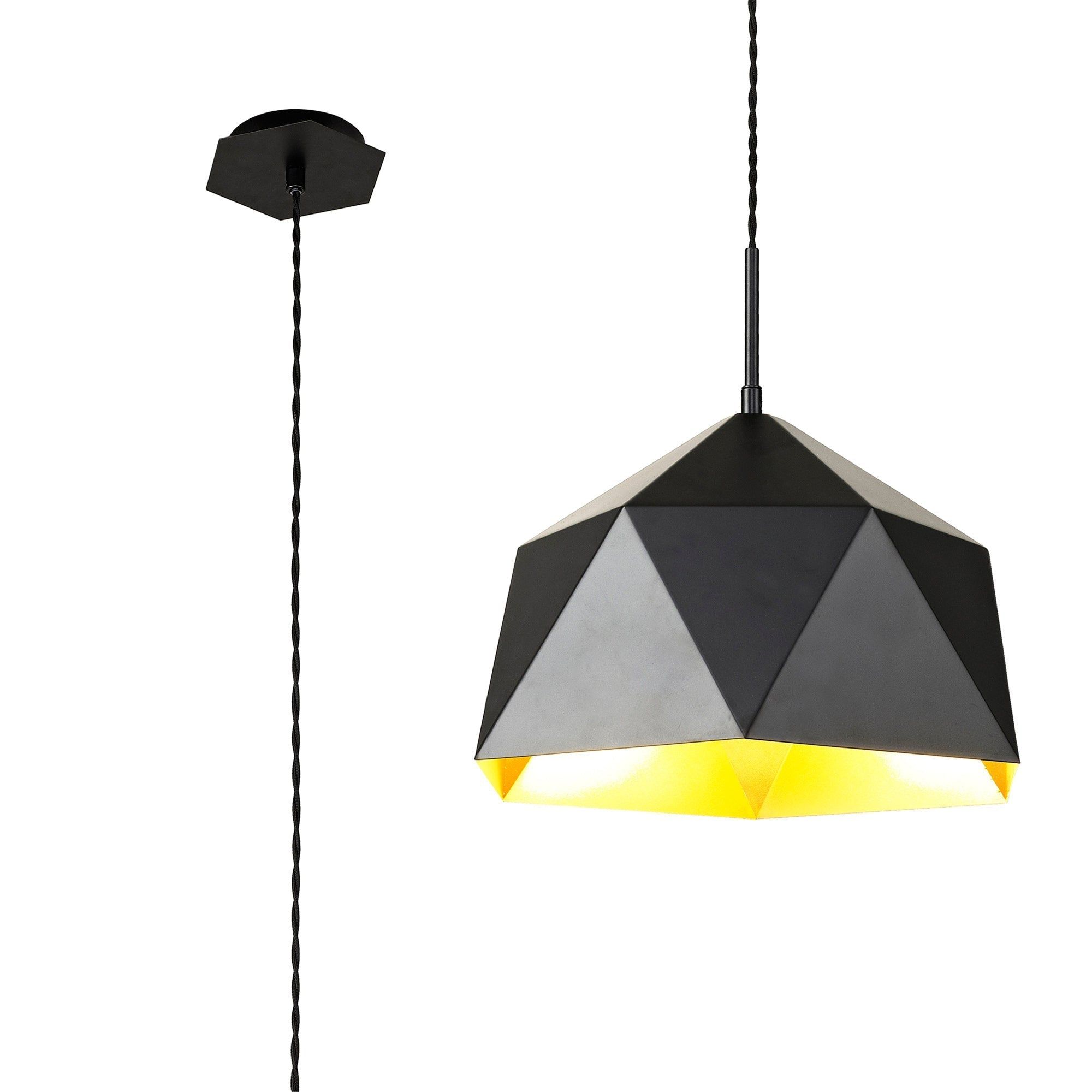 Luscious Single Pendant, 1 Light Adjustable E27, Graphite/White Inner