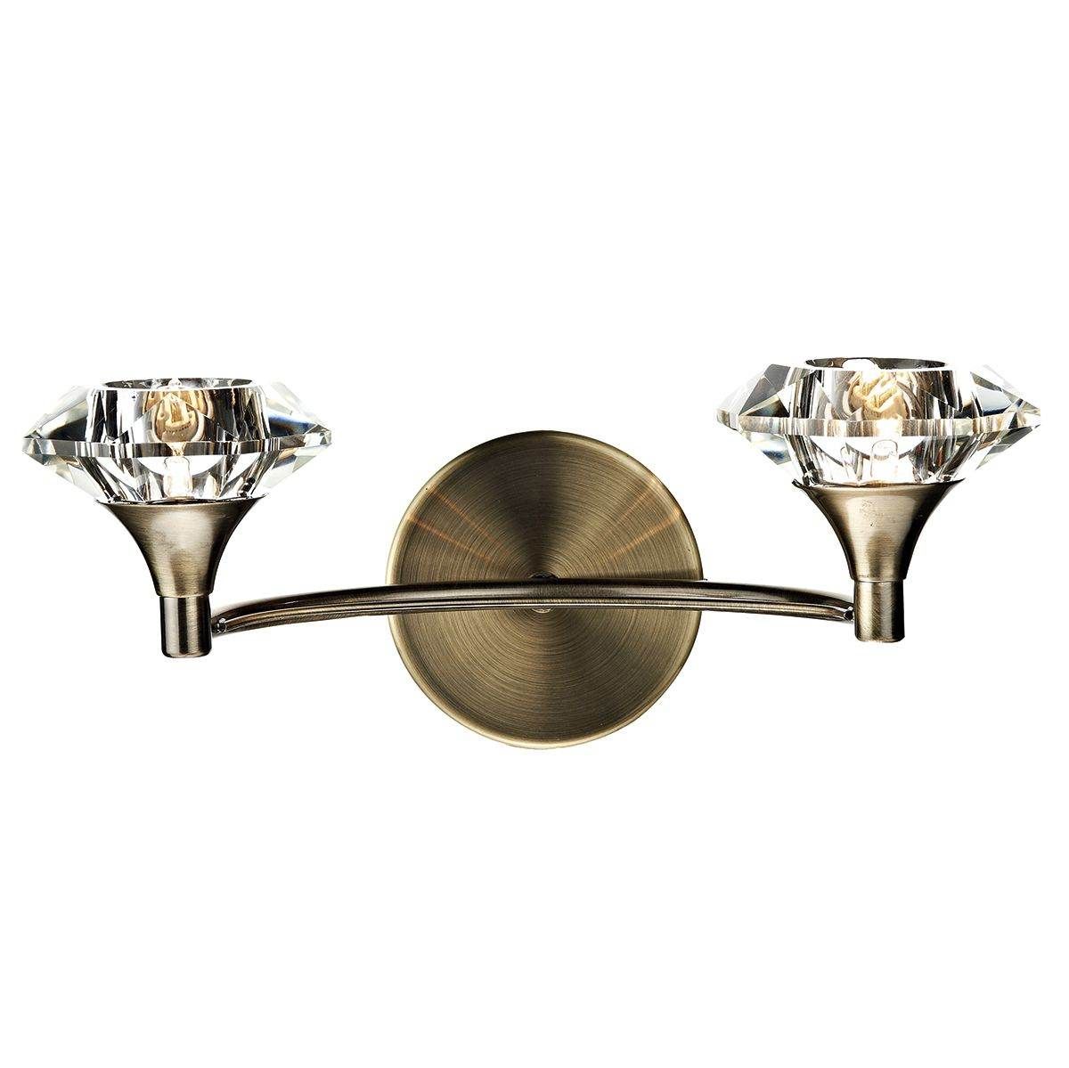 Dar Luther Double Wall Bracket Antique Brass Crystal - Cusack Lighting