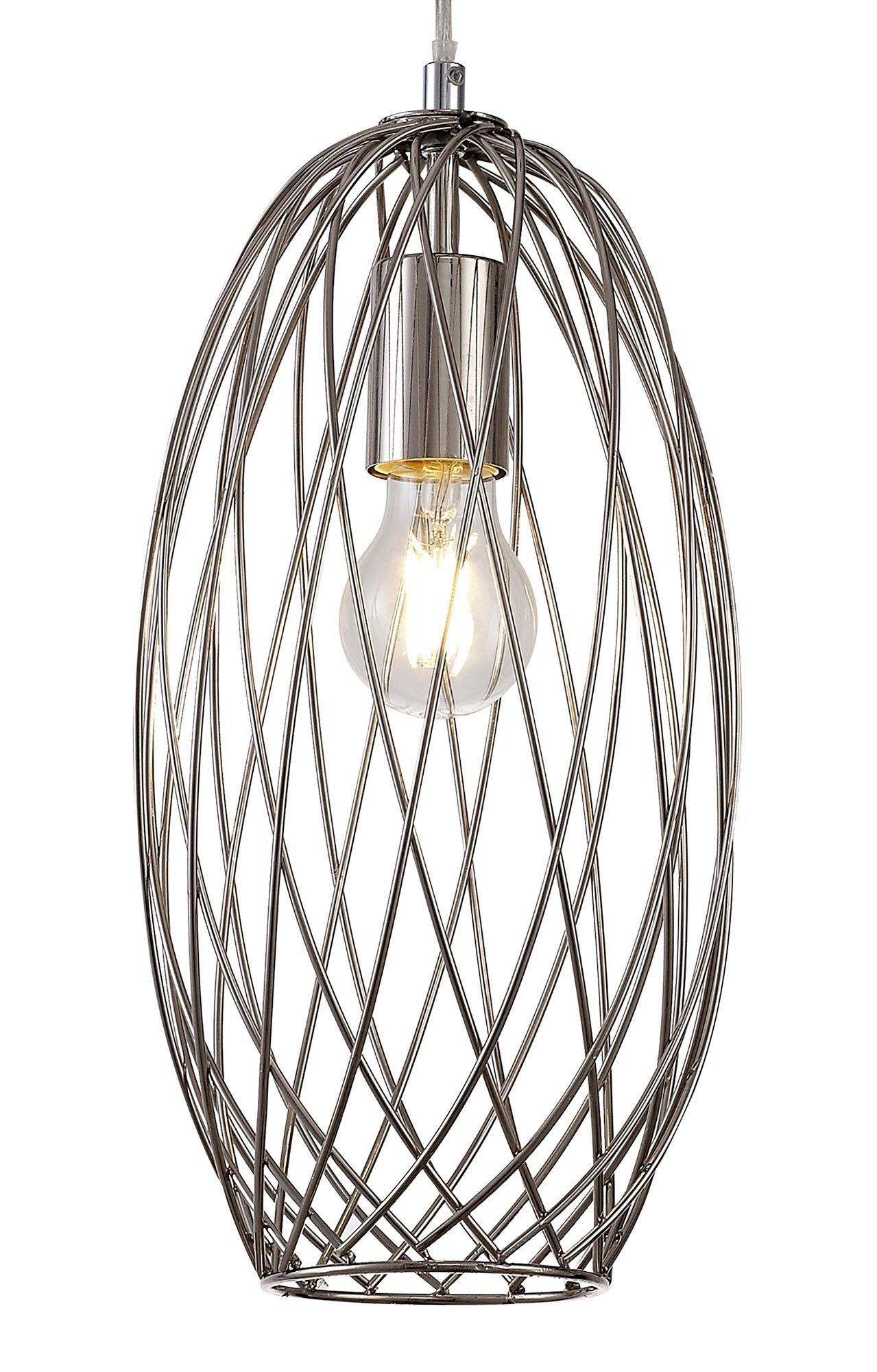 Sahib Curved Cylinder, Sphere Pendant, Sphere Pendant Pendant, 1 x E27, Polished Nickel
