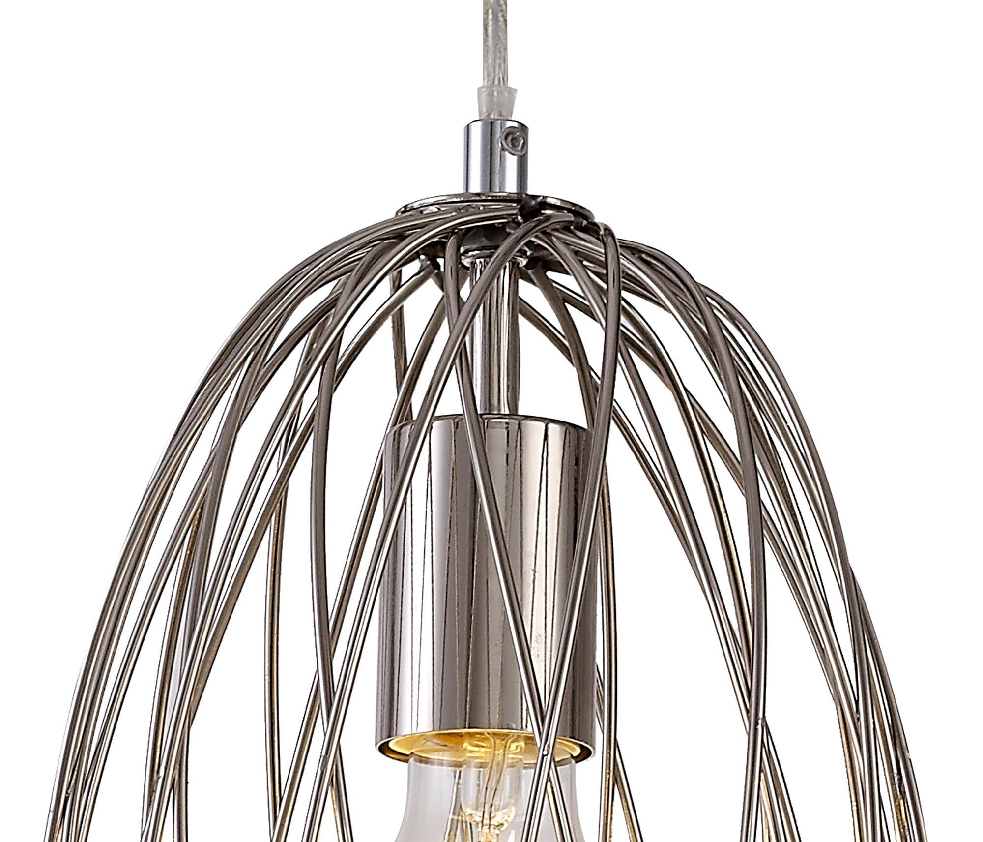 Sahib Curved Cylinder, Sphere Pendant, Sphere Pendant Pendant, 1 x E27, Polished Nickel