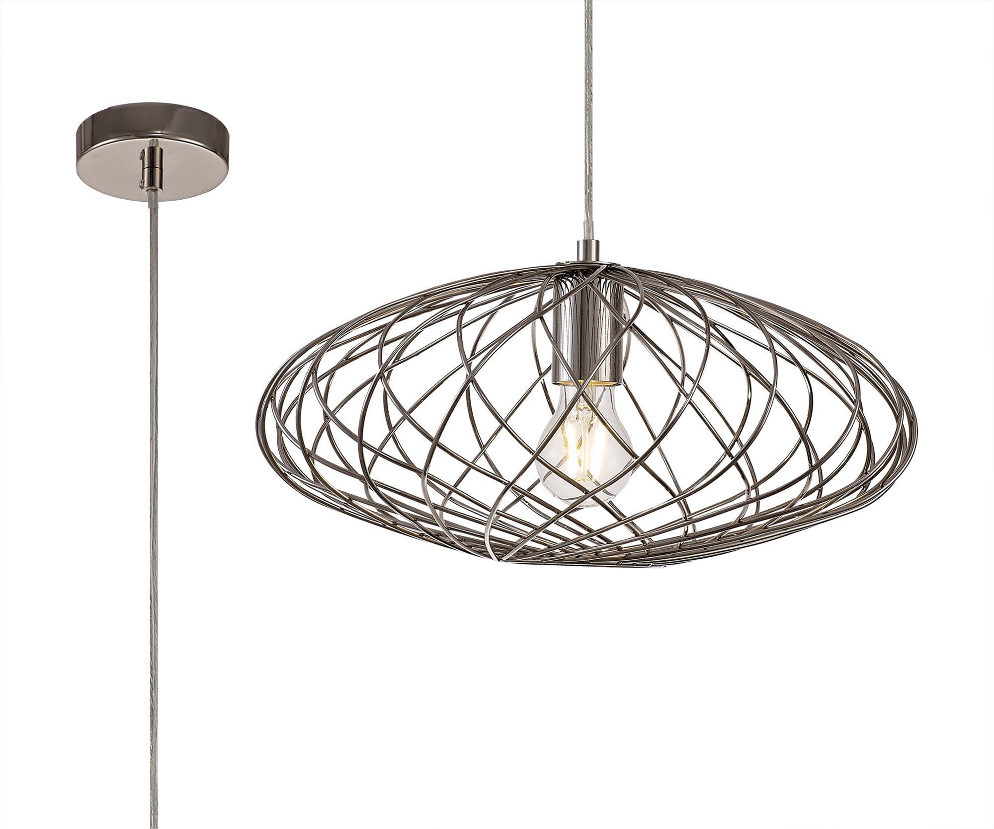 Sahib Curved Cylinder, Sphere Pendant, Sphere Pendant Pendant, 1 x E27, Polished Nickel