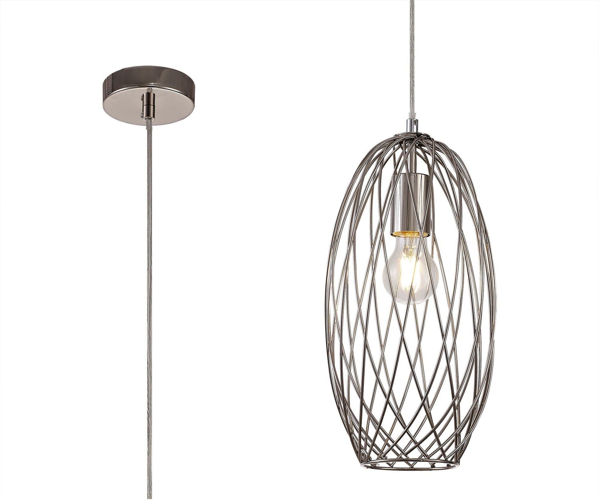 Sahib Curved Cylinder, Sphere Pendant, Sphere Pendant Pendant, 1 x E27, Polished Nickel