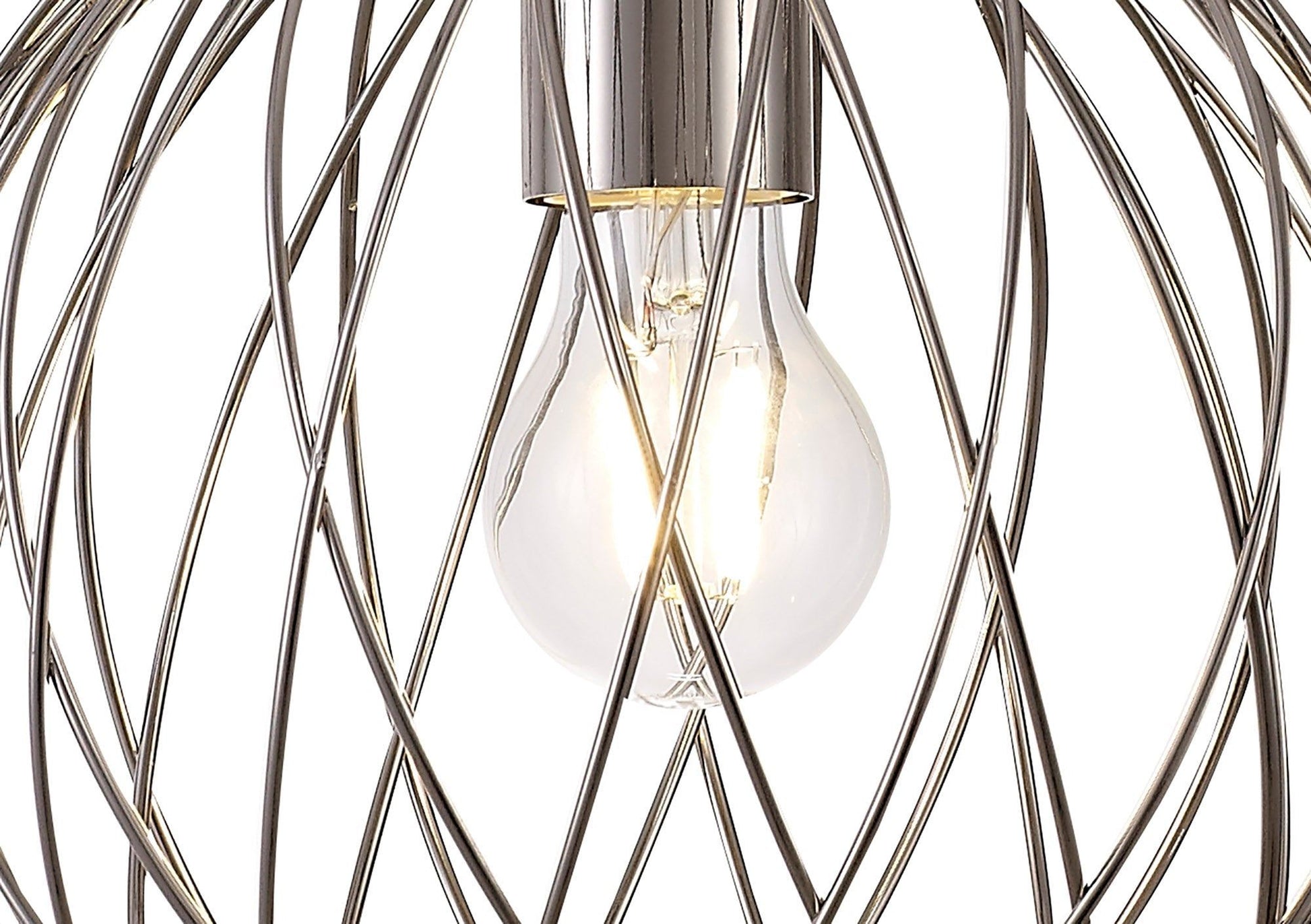 Sahib Curved Cylinder, Sphere Pendant, Sphere Pendant Pendant, 1 x E27, Polished Nickel