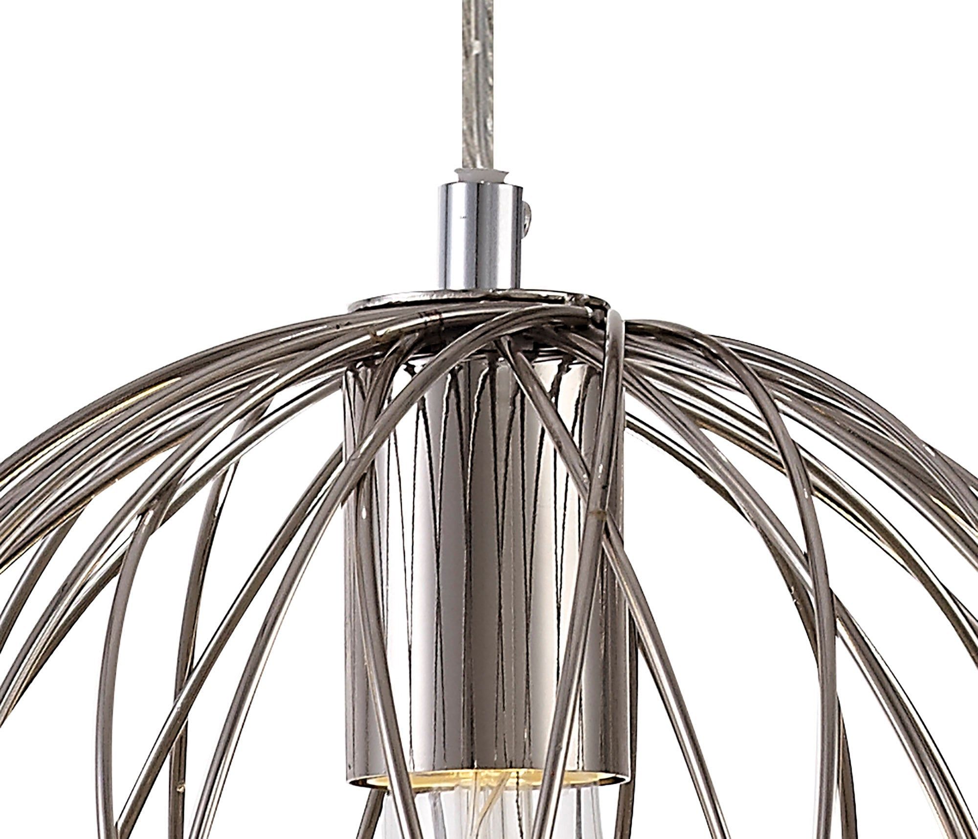 Sahib Curved Cylinder, Sphere Pendant, Sphere Pendant Pendant, 1 x E27, Polished Nickel