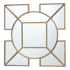 Dar Lyshia Square Mirror With Gold Foil Detail - Cusack Lighting