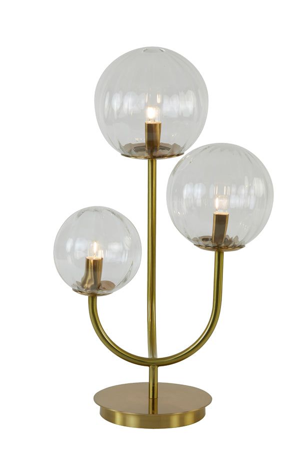 Magdala Table Lamp 3Lt - Clear Glass & Gold Finish