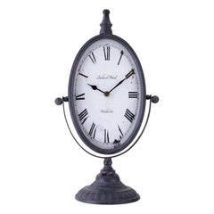 Mantel Oval Clock Antique Black Metal