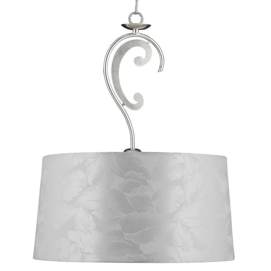 Mariann 1 Light Silver Leaf Pendant Fitting with Shade - Cusack Lighting
